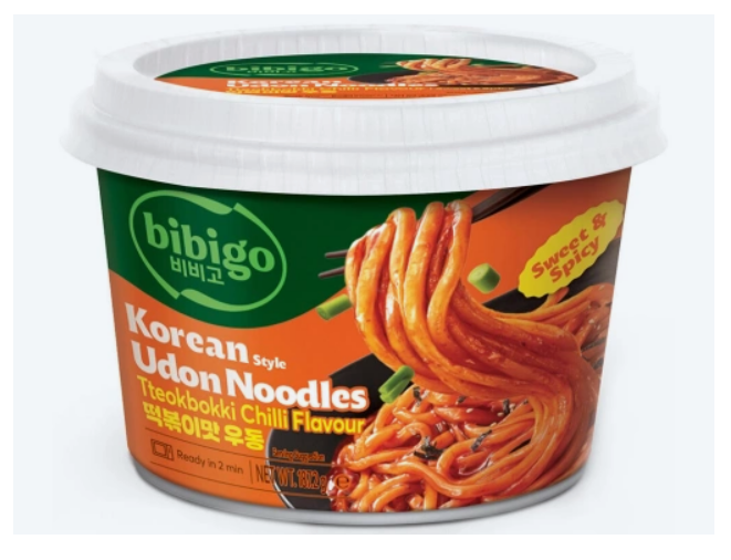 Danie makaron świeży udon Korean Style Tteokbokki Chilli 187g - Bibigo- 187g