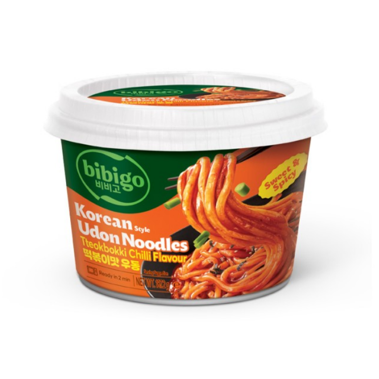 Danie makaron świeży udon Korean Style Tteokbokki Chilli 187g - Bibigo- 187g - obrazek 2