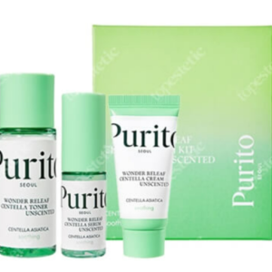 Purito Seoul - Wonder Releaf Centella Mini Kit Unscented - Zestaw Bezzapachowych Produktów Łagodzących - 30ml+15ml+15ml