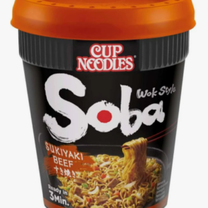 NISSIN Ramen w kubku o smaku Soba Sukiyaki z wołowiną 90g